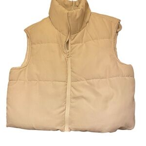 Fashion Nova Sherpa Lined Cropped Puffer Vest XL Beige